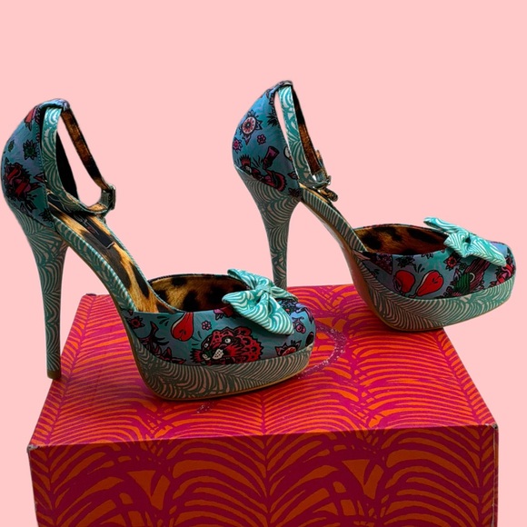 Iron Fist Loco Koko Turquoise Platform Stiletto Pumps 5” Heel Women’s 8 NWB - Picture 7 of 13